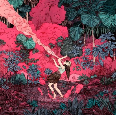 She spits fire. illustration.